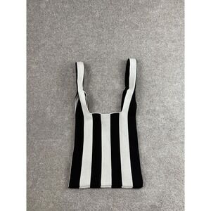 RTA Bag New York Striped Knit Tote Bag Black White Shopper